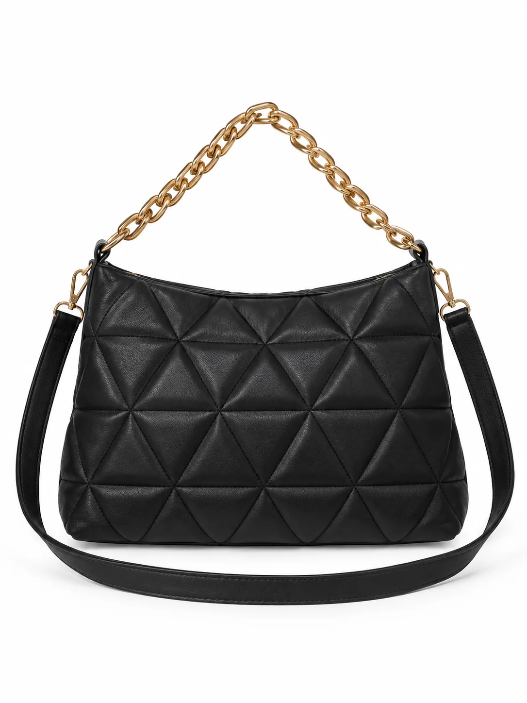 Bolso acolchado negro — ilustración basada en su descripción