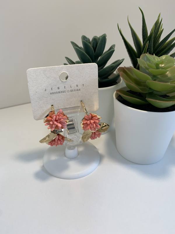 Pendientes flores coral